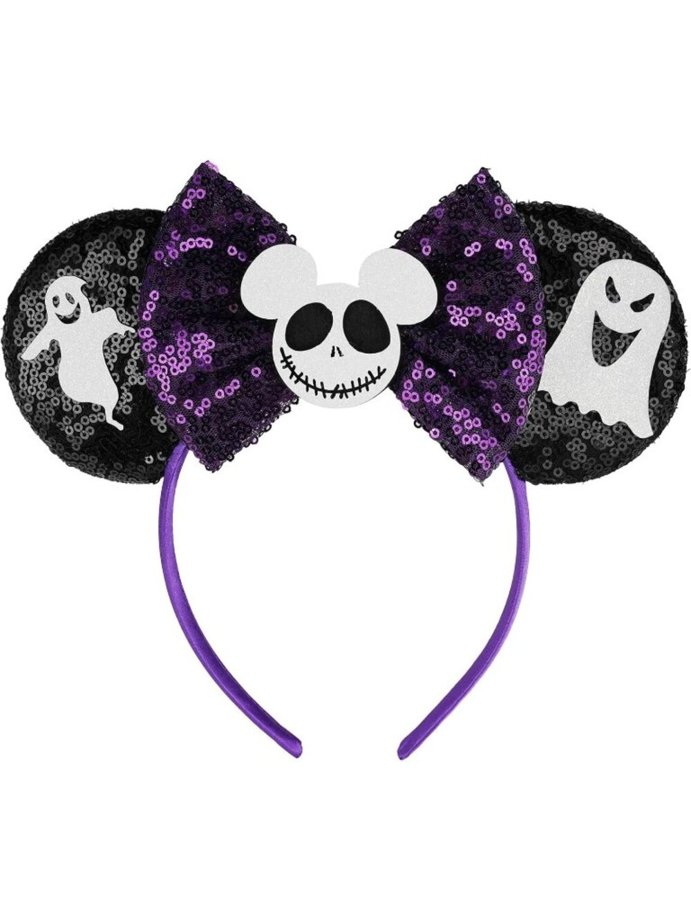 Women purple Black Sequin Handmade Mickey Mouse Headband 2 Pieces
